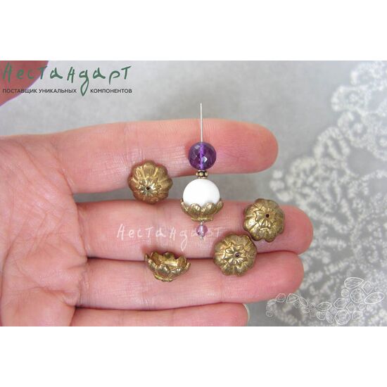 Чашечки для бусин Sakura латунь 12х6 мм, изображение 2