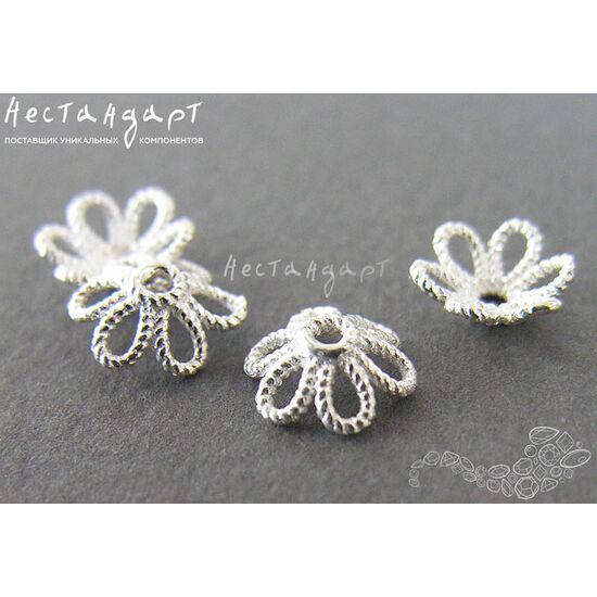 Чашечки для бусин Chamomile Sterling Silver 7,5х2,5 мм, изображение 2