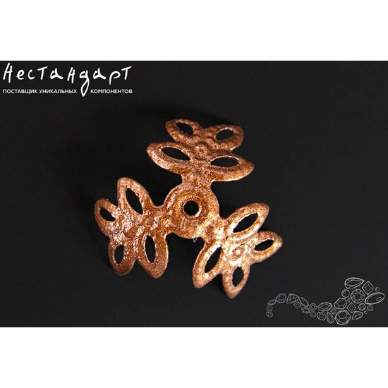 Чашечки для бусин Leaves Copper 12х5 мм (уп. 10 шт.), изображение 3