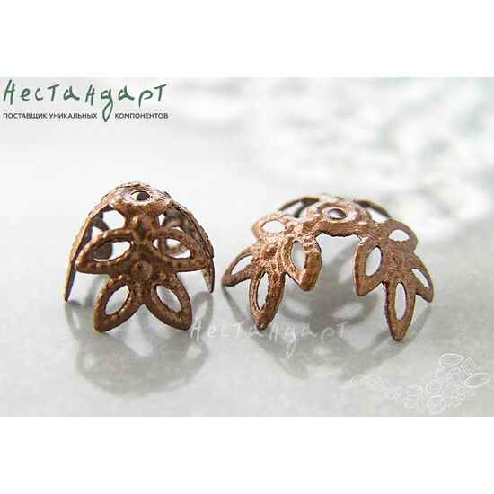 Чашечки для бусин Leaves Copper 12х5 мм (уп. 10 шт.), изображение 4