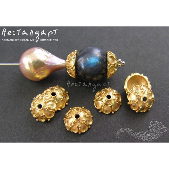 Чашечки для бусин Gothiс Vermeil Sterling Silver 8х3 мм, изображение 2