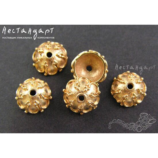 Чашечки для бусин Gothiс Vermeil Sterling Silver 8х3 мм, изображение 4