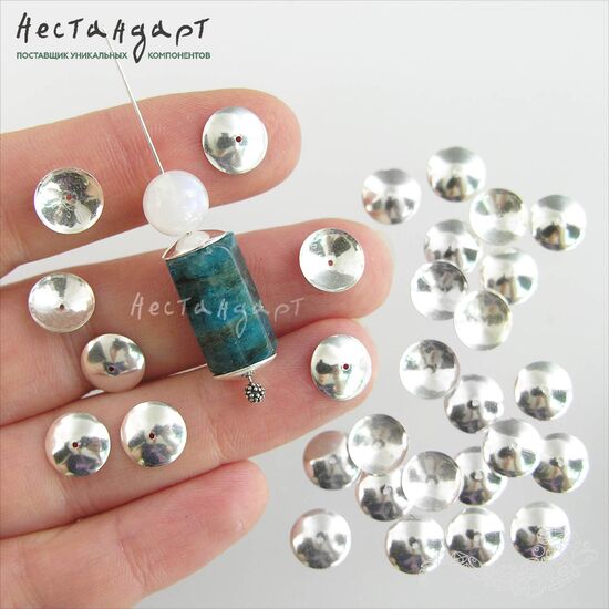 Чашечки для бусин Smooth Sterling Silver 8х2 мм, изображение 2