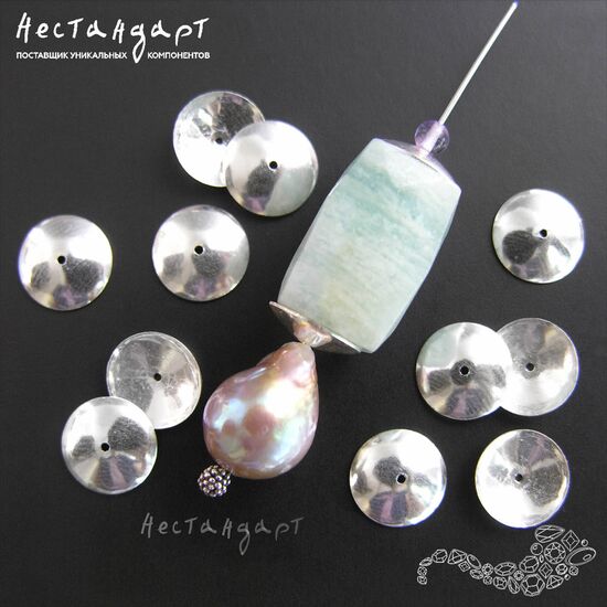 Чашечки для бусин Smooth Sterling Silver 8х2 мм, изображение 3