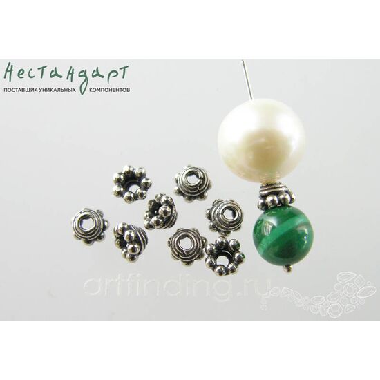Чашечки для бусин Nut Sterling Silver 5х3,5 мм, изображение 2