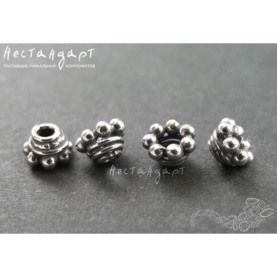 Чашечки для бусин Nut Sterling Silver 5х3,5 мм, изображение 4