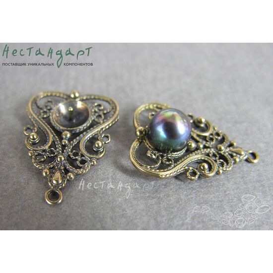 Коннектор Filigree Love Patina Bronze 27х19 мм, изображение 2
