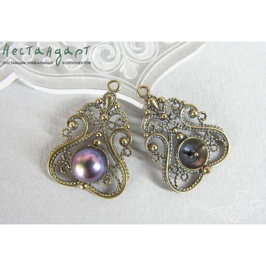 Коннектор Filigree Love Patina Bronze 27х19 мм, изображение 4