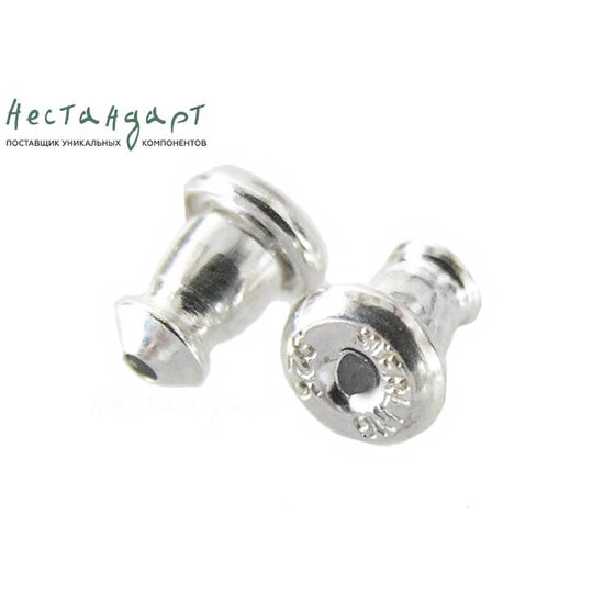 Стопперы-заглушки с силиконом Sterling Silver 5х4 мм (пара)