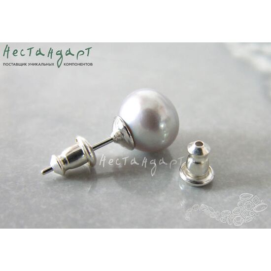 Стопперы-заглушки с силиконом Sterling Silver 5х4 мм (пара), изображение 3