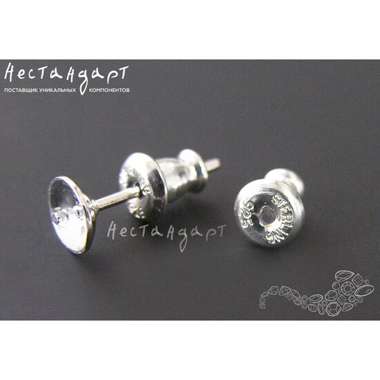 Стопперы-заглушки с силиконом Sterling Silver 5х4 мм (пара), изображение 4