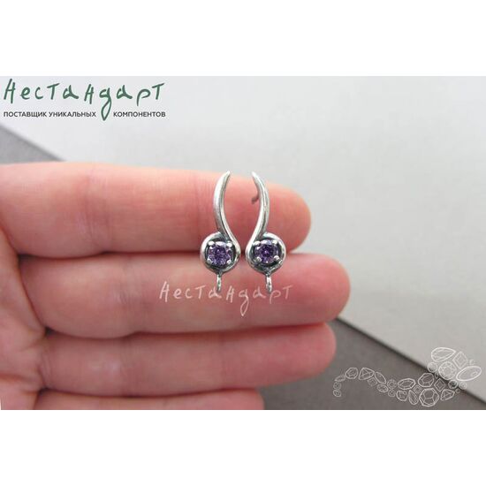 Швензы Melody Amethyst Silver Plated 22х7 мм (пара), изображение 3