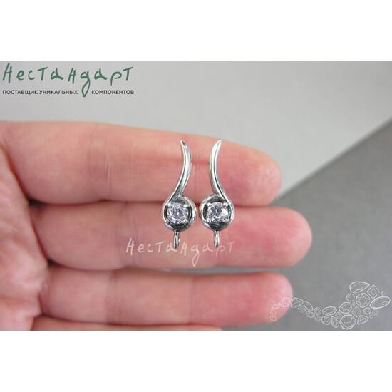 Швензы Melody Fianit Silver Plated 22х7 мм (пара), изображение 2