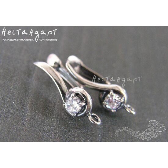 Швензы Melody Fianit Silver Plated 22х7 мм (пара), изображение 4