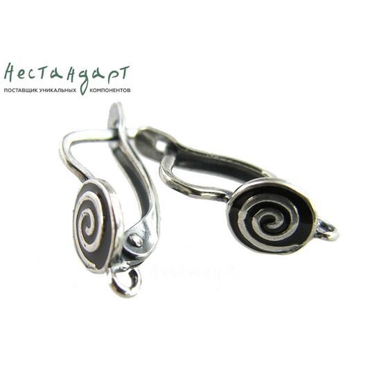 Швензы Fortune Black Enamel Silver Plated 17х8 мм (пара)