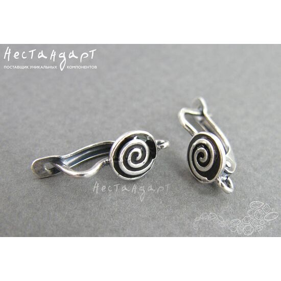 Швензы Fortune Black Enamel Silver Plated 17х8 мм (пара), изображение 2