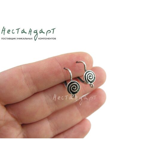 Швензы Fortune Black Enamel Silver Plated 17х8 мм (пара), изображение 3