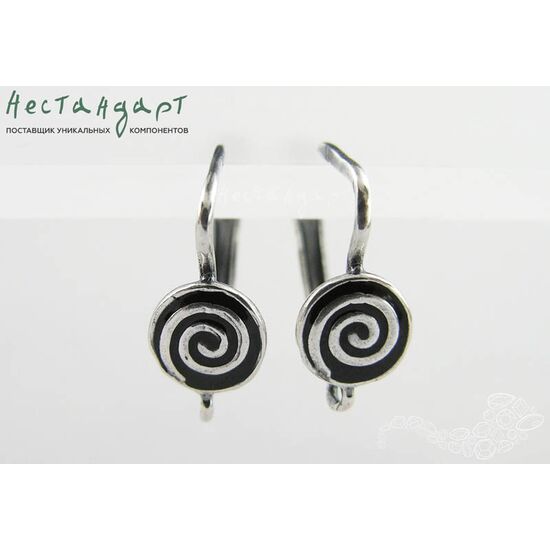 Швензы Fortune Black Enamel Silver Plated 17х8 мм (пара), изображение 4