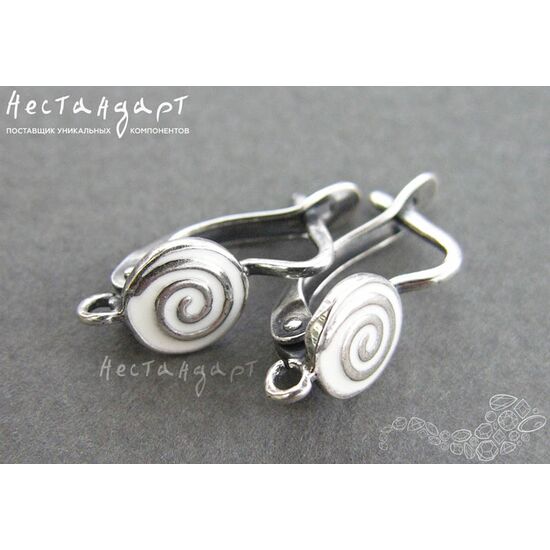 Швензы Fortune White Enamel Silver Plated 17х8 мм (пара), изображение 3