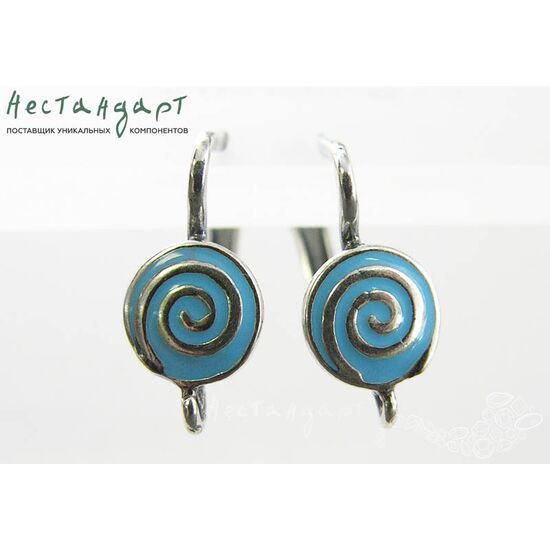 Швензы Fortune Blue Enamel Silver Plated 17х8 мм (пара), изображение 2