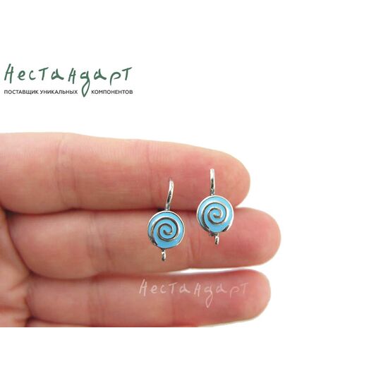 Швензы Fortune Blue Enamel Silver Plated 17х8 мм (пара), изображение 3