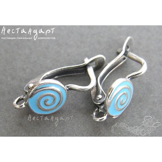 Швензы Fortune Blue Enamel Silver Plated 17х8 мм (пара), изображение 4