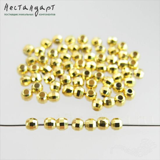 Бусина гранёная Faceted Vermeil Sterling Silver 2,3 мм (уп.5 шт.), изображение 2