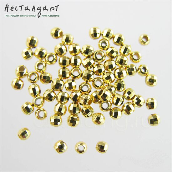 Бусина гранёная Faceted Vermeil Sterling Silver 2,3 мм (уп.5 шт.), изображение 4