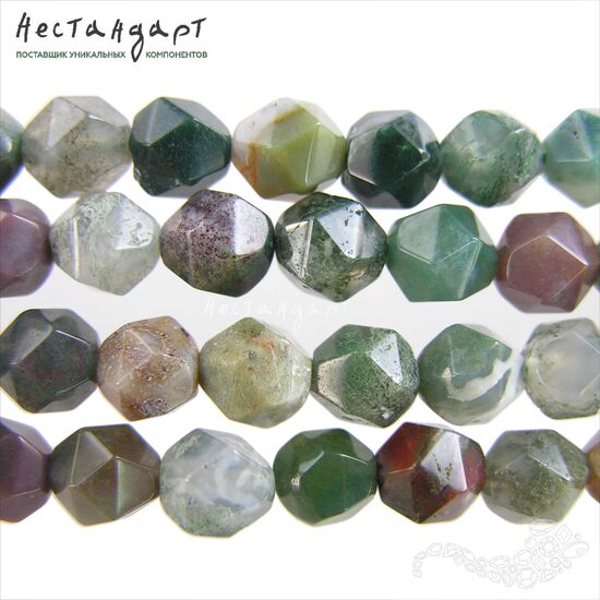 Халцедон натуральный моховой с огранкой 8,5 мм (уп. 10 шт.)