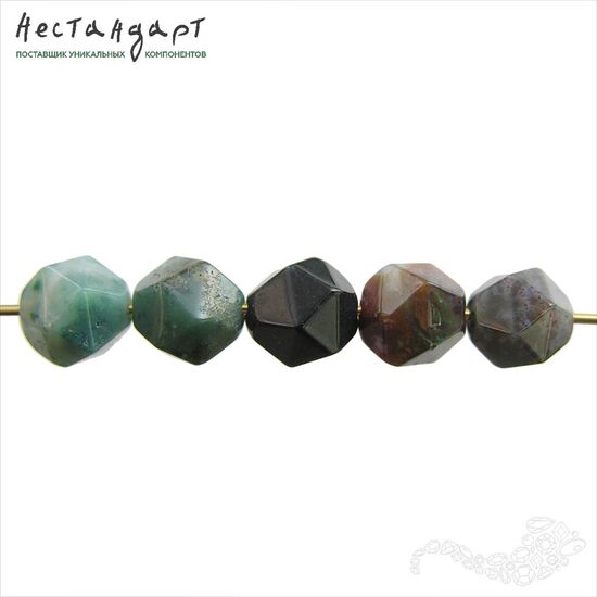 Халцедон натуральный моховой с огранкой 8,5 мм (уп. 10 шт.), изображение 2