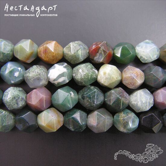 Халцедон натуральный моховой с огранкой 8,5 мм (уп. 10 шт.), изображение 3