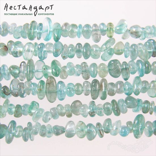 Апатит голубой натуральный Beach Pebbles 5-8 мм (нить 20 см), изображение 5