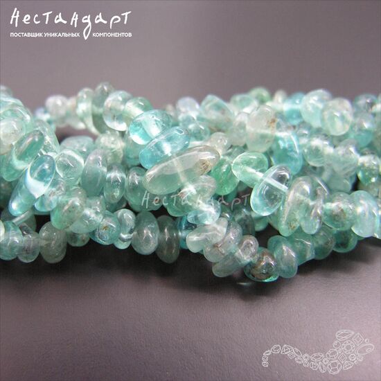 Апатит голубой натуральный Beach Pebbles 5-8 мм (нить 20 см), изображение 6