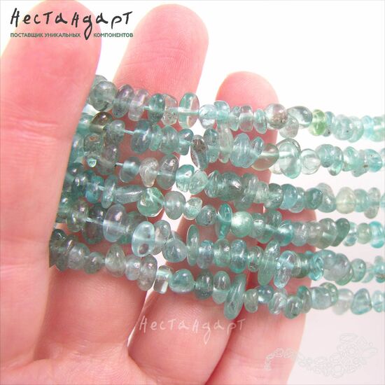 Апатит голубой натуральный Beach Pebbles 5-8 мм (нить 20 см), изображение 7