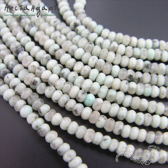 Пегматит амазонитовый натуральный гладкий рондель 4,5 мм (нить 19 см.), изображение 2