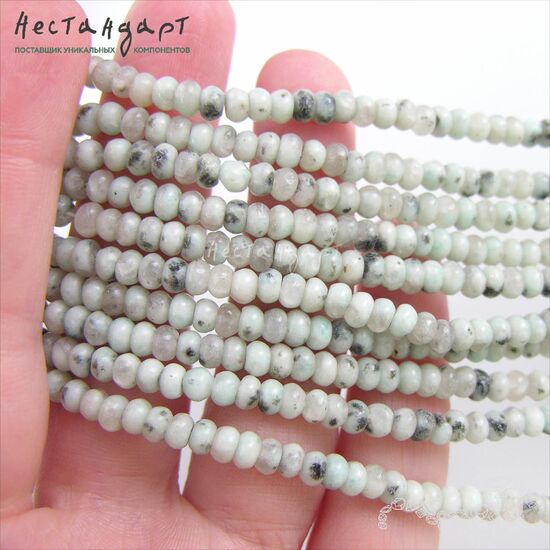 Пегматит амазонитовый натуральный гладкий рондель 4,5 мм (нить 19 см.), изображение 3