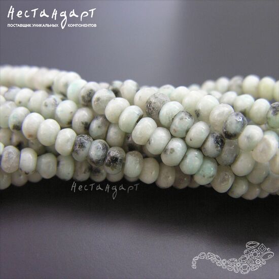 Пегматит амазонитовый натуральный гладкий рондель 4,5 мм (нить 19 см.), изображение 4