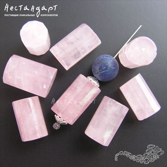 Кварц розовый натуральный Cylinder 14x10 мм