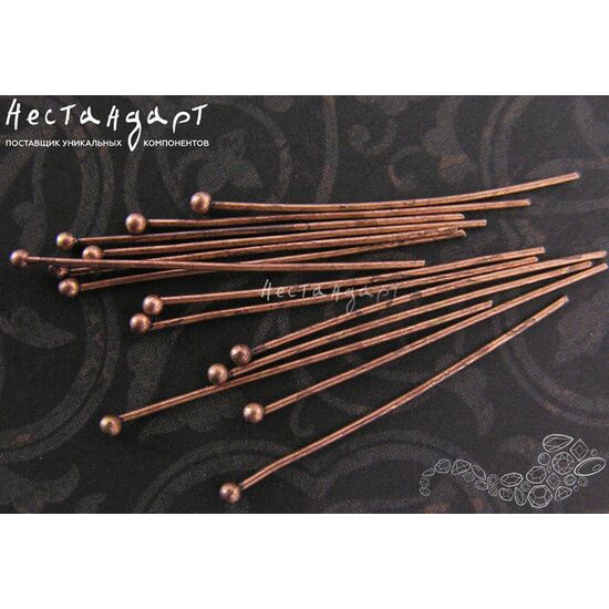 Пин с шариком Antique Copper 30х0,5 мм (уп. 10 шт.), изображение 2