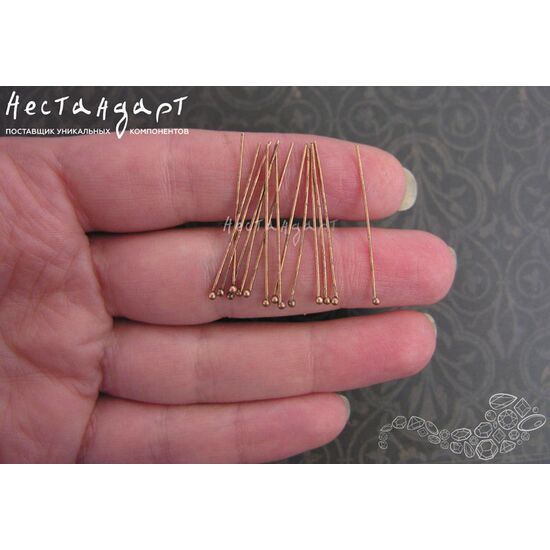 Пин с шариком Antique Copper 30х0,5 мм (уп. 10 шт.), изображение 3