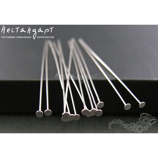 Пин со шляпкой Sterling Silver Rhodium Plated 50х0,5 мм, изображение 2