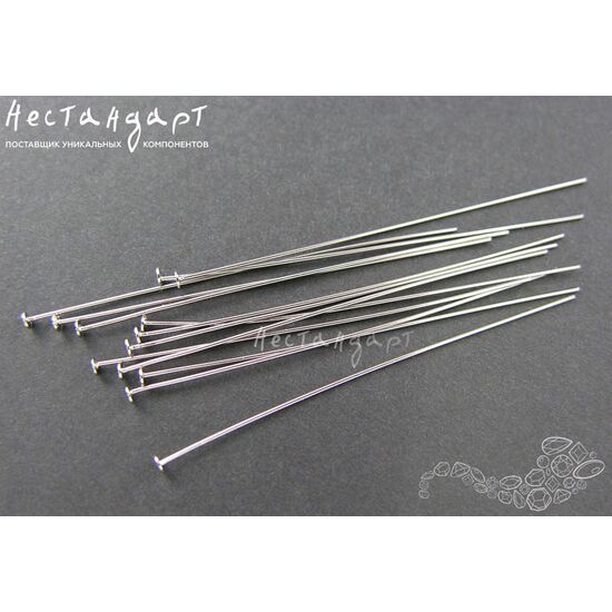 Пин со шляпкой Sterling Silver Rhodium Plated 50х0,5 мм, изображение 4