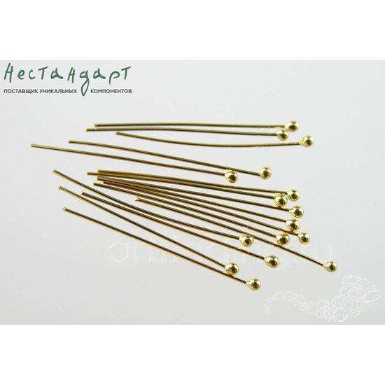 Пин с шариком Vermeil Sterling Silver 23х0,35 мм (уп. 10 шт.)