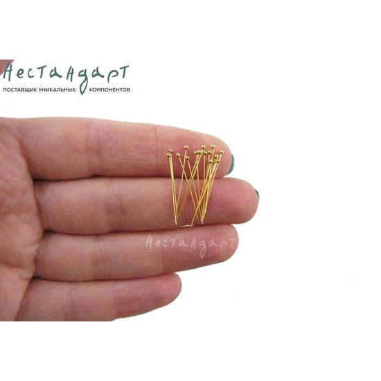 Пин с шариком Vermeil Sterling Silver 23х0,35 мм (уп. 10 шт.), изображение 3