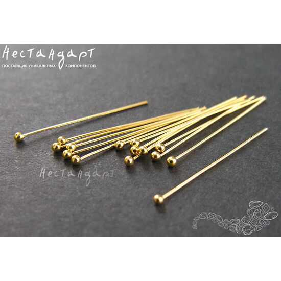 Пин с шариком Vermeil Sterling Silver 23х0,35 мм (уп. 10 шт.), изображение 4