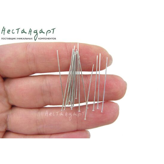 Пин со шляпкой Sterling Silver Rhodium Plated 30х0,5 мм, изображение 2