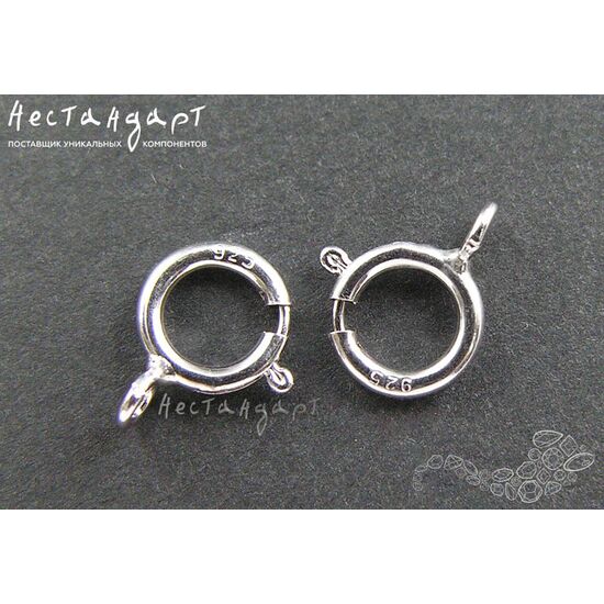 Замок-кольцо Шпрингельный Sterling Silver Rhodium Plated 6 мм, изображение 3