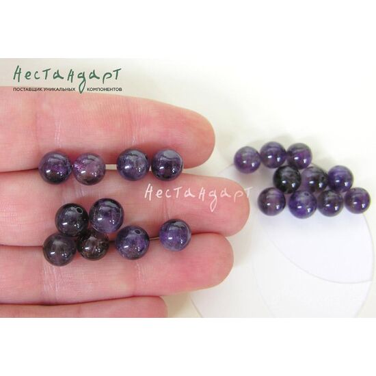 Аметист натуральный гладкий 8 мм (уп. 10 шт.), изображение 2