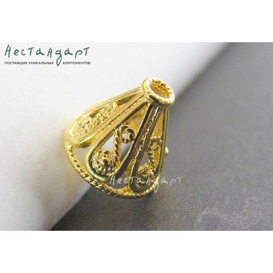 Конусовидные чашечки для бусин Vintage Pyramid Gold Plated 11 мм, изображение 3