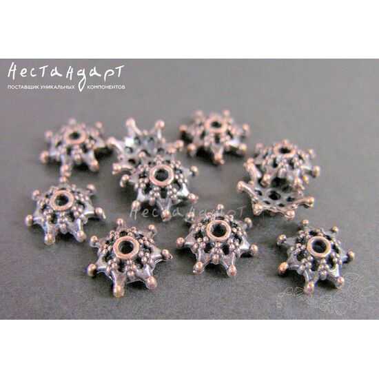 Чашечки для бусин Еstrella Copper 10х3 мм (уп. 10 шт.)
